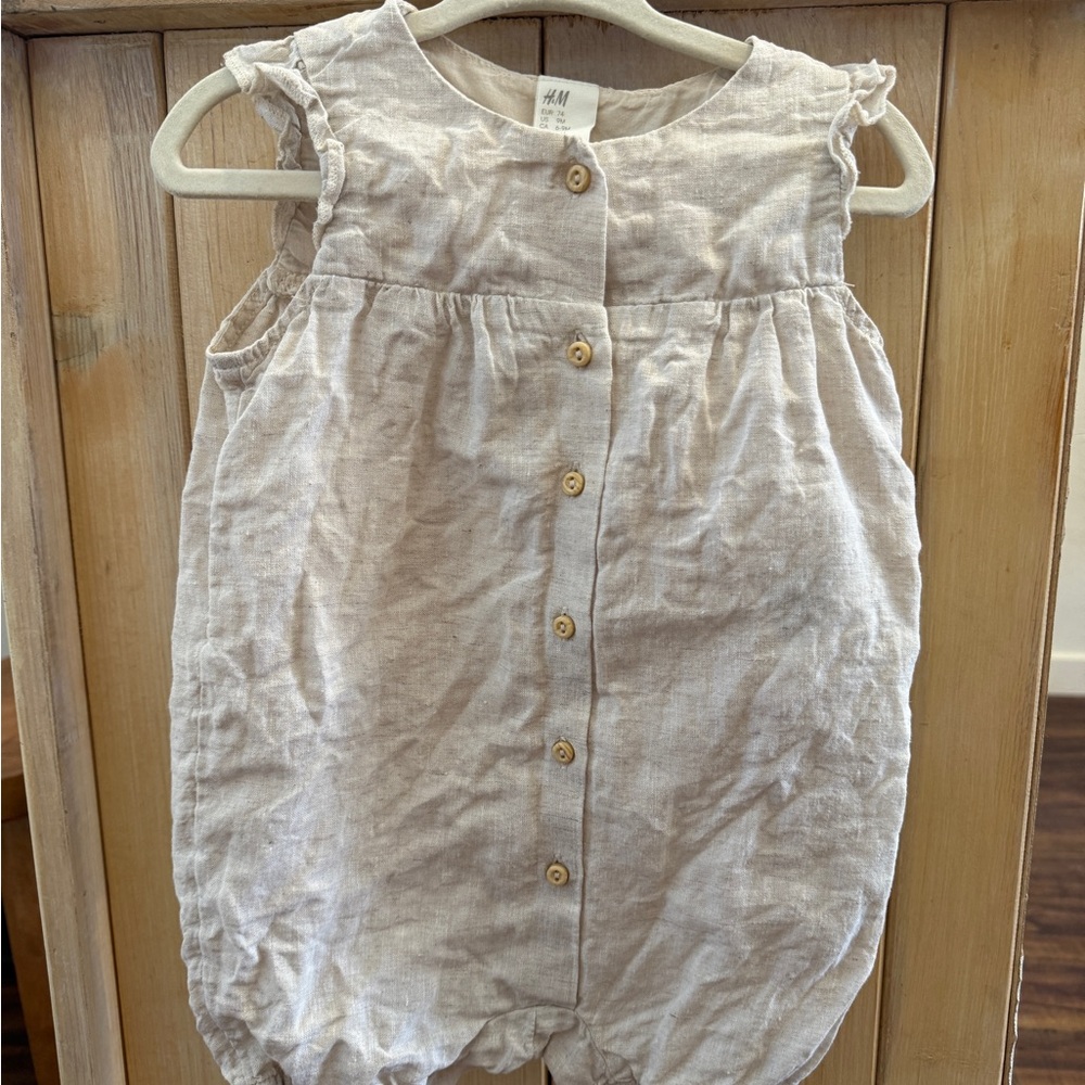 H&M Light Tan linen Baby Romper